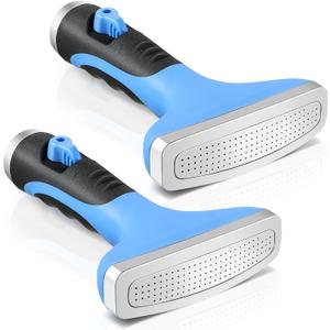 Dreyoo Fan Spray Nozzle for Garden Hose, Heavy Duty Garden Hose Head Spray for Watering Wand with Flow Control and Ergonomic Insulated Grip, Blue (Pack of 2)