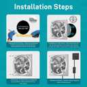 HG Power 8 Inch Kitchen Exhaust Fan, 576CFM Metal Attic Exhaust Fan, Wall Mounted Garage Ventilation Fan, Basement Extractor Fans with Backdraft Damper for Home Office Commercial Use, Silver
