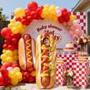 5.38 FT Hot Dog Cardboard Cutout Standup Life-Size Funny Food Standee Photo Booth Props Hot Dog Decorations for Birthday Party Restaurants Fast Food Sausage Festival Market Event Entrance