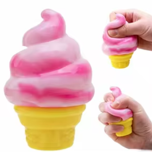 2pcs Ice Cream Squishy Toy, Summer Sensory Stress Relief Squeeze Squishy, Party Favors for Anxiety Relief Everyone, Birthday Gift (Pink)