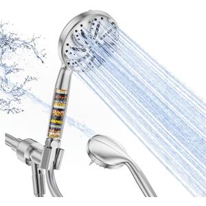 Handheld Shower Head with Filter, 10 Spray Modes High Pressure Filtered Shower Head,Soft Water Filter Remove Chlorine and Filter Hard Water,Chrome