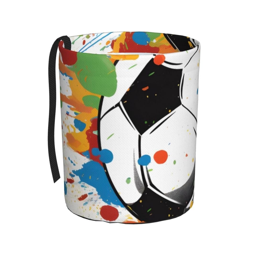 Car Trash Can Hanging, Watercolor Tie-Dye Graffiti Soccer Waterproof Auto Garbage Bin Universal Vehicle Waste Container, 3.5L Capacity