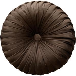 Teieas Round Throw Pillow Velvet Home Decoration Pleated Round Pillow Cushion for Couch Chair Bed Car (Brown)