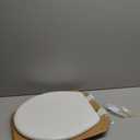 Mayfair Linden Slow Close Toilet Seat, Non Slip Heavy Duty Wood, Easy Install, Round, White
