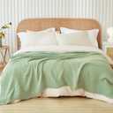 EMME Cotton Blanket Queen Size for Bed Soft Large Muslin Bed Blankets 90"x90" Lightweight Breathable Blanket Bedspread All Season Gauze, Sage Green