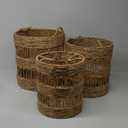 Seagrass Handmade Decorative and Functional Storage Basket Woven Basket Organizer with Handles, Set of 3 Basket for Storage