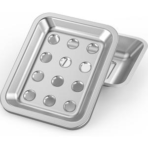 Stainless Steel Soap Dish, Large Double-Layer Draining Soap Holder, Metal Soap Dish for Bathroom, Shower, Kitchen and Sink Countertops