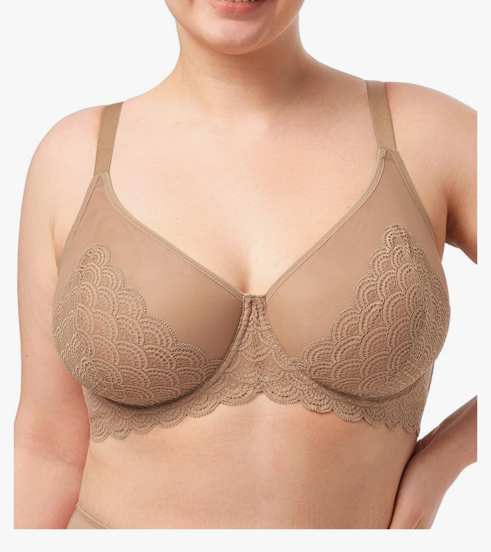 HSIA Minimizer Bras for Women Large Bust Full Coverage Lace Plus Size Bra - Mermaid Scales, 44D
