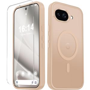 for Google Pixel 10a Case, Matte Magnetic Phone Cover [with 1 Screen Protector] [Support for MagSafe] [Shockproof Military Grade Protection] Translucent Frosted Back, Coral Pink