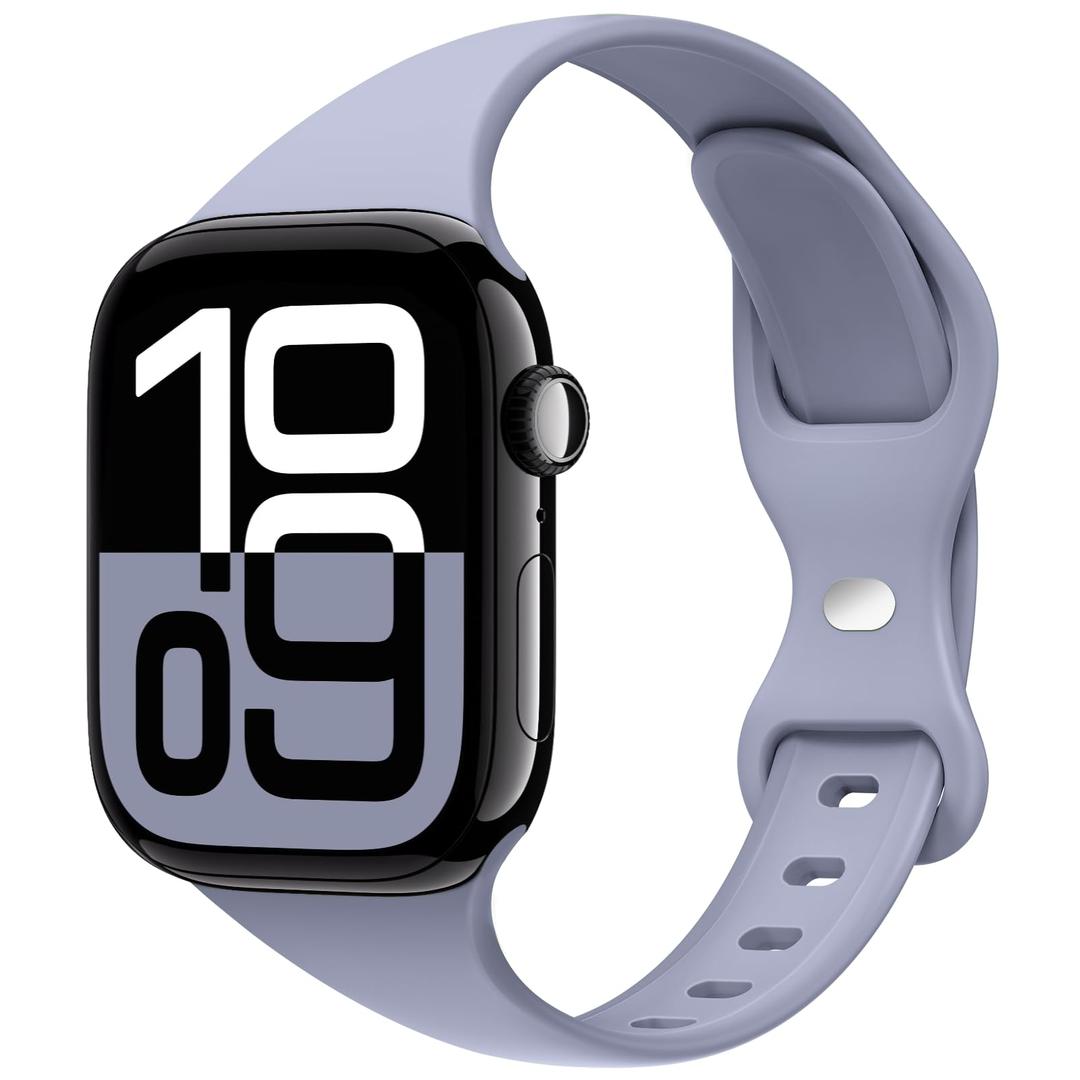 10 x STG Sport Band Compatible with Apple Watch 38mm 40mm 41mm 42mm 44mm 45mm 49mm, Soft Silicone Slim Thin Narrow Replacement Strap Compatible for iWatch Ultra SE Series 9/8/7/6/5/4/3/2/1 (Lavender Gray,