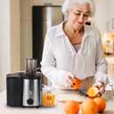 Mueller Juicer Ultra Power, Easy Clean Extractor Press Centrifugal Juicing Machine, Wide 3" Feed Chute for Whole Fruit Vegetable, Anti-drip, Silver