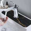 Sink Faucet Mat Black Marble Kitchen Splash Guard Absorbent Bathroom Sink Mat Around Faucet 15" x 5.5" Drying Mats Stone Draining Mat