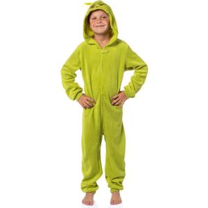 Dr. Seuss GRINCH Who Stole Christmas Hooded Pajama Union Suit (8, Green)