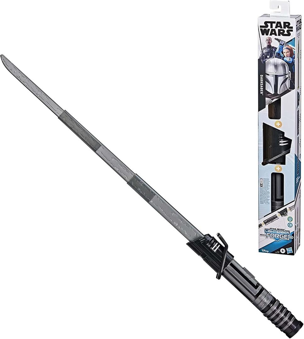 STAR WARS Lightsaber Forge Darksaber Electronic Extendable Black Lightsaber Toy, Customizable Roleplay Toy for Kids Ages 4 and Up Medium-sized toy