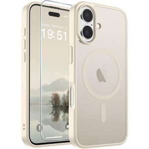 SUPFINE Magnetic for iPhone 17 Case (Compatible with MagSafe)(Military Grade Drop Protection) Translucent Matte Shockproof with Anti-Fingerprint Phone Cover,Antique White
