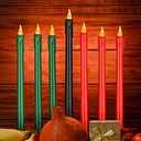 7 Pcs Kwanzaa Candle Set Flameless Mishumaa Saba 11'' LED Candles for Happy Kwanzaa Decor Green Red Black Taper Candles Battery Operated Advent Candle for Kwanzaa Kinara Set Wreath Dinner Church Home