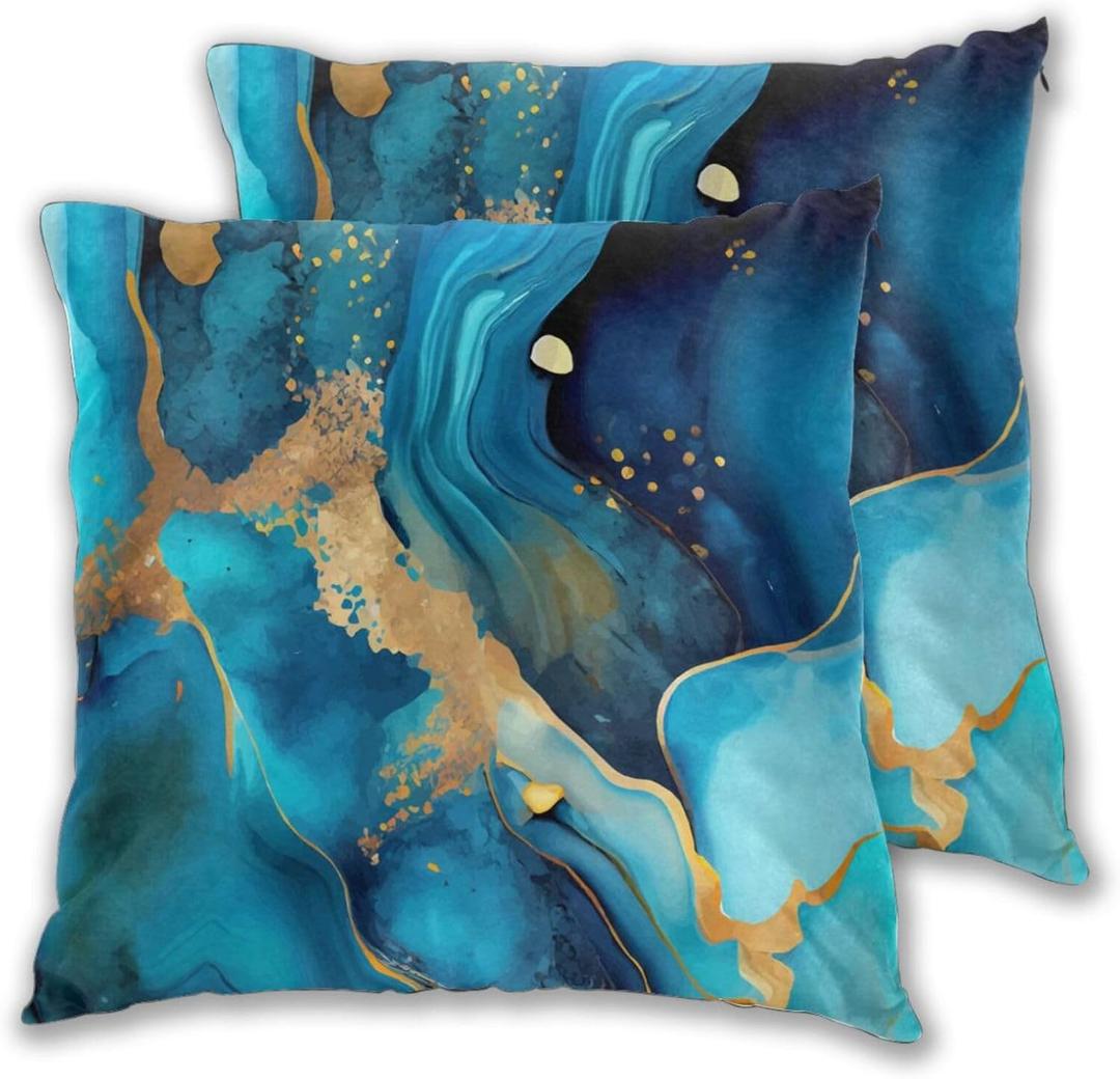Marble Throw Pillow Covers 18 X 18 Inch Set of 2 Pillow Cases Decoration Cushion Cover for Sofa Bedroom Living Room Outdoor
