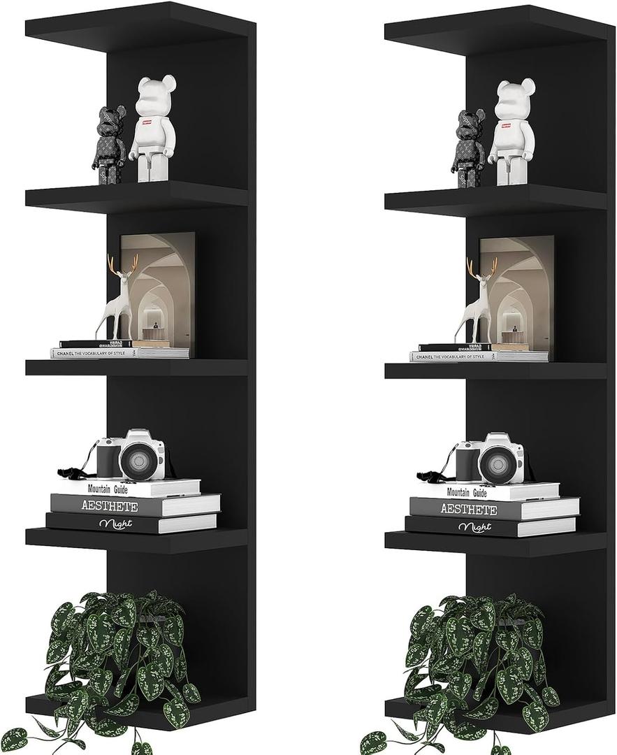 5 Tier Lack Floating Shelf,Set of 2 Black Wall Shelf Unit,Display Shelf