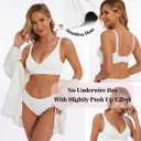 Deep V Bra Low Cut Sexy Push Up Bralettes for Women Padded Comfy Smoothing Wireless Lifting Bras Seamless Bralette (White, L)