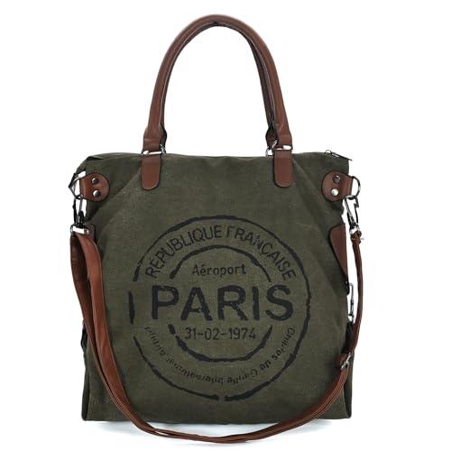 KAMEILONG Large Canvas Tote Bag for Women with Zipper Everyday Crossbody Bag Laptop Shoulder Bag Hobo Handbag (Green)