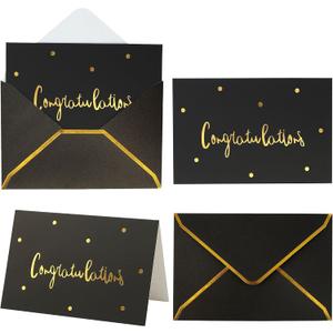 Winoo Design Gold and Black Congratulations Cards with Envelopes - 36 PK - 4x6 Inches, Graduation Cards Pack, Graduation Engagement New Home Congrats Card