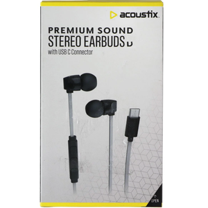 Acoustix Premium Sound Wired Stereo Earbuds with USB-C 