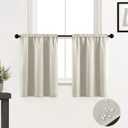 XTMYI Front Door Curtains Small Window,Blackout Waterproof Narrow Curtains for Wood Shower Window,Rod Pocket 2 Panels,30x24 Inch Length,Cream Ivory