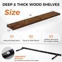 Floating Shelves for Wall, 40 Inch Floating Shelves for Home Decor, Wall Mounted Rustic Wood Shelves, Bathroom, Hanging Deep Shelf for Bedroom, Living Room, Kitchen (Rustic Brown, Set of 2)
