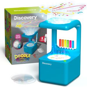 Discovery Doodle Projector Light Art Station  Includes 6 Dry-Erase Markers, 10 Reusable Drawing Discs, Project Drawings on Walls & Ceilings| Arts & Crafts Kit for Kids| Tracing Pad Coloring Toy Gift