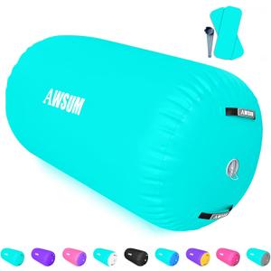 AWSUM 1 PCS Gymnastics Barrel Air Roller Inflatable Tumbling Mat Back Handspring Trainer for Octagon Mat Gym Gymnastics EquipmentNo Electric Pump ((L)47.3"x(Diam)35.4"-No pump, Mint Green)