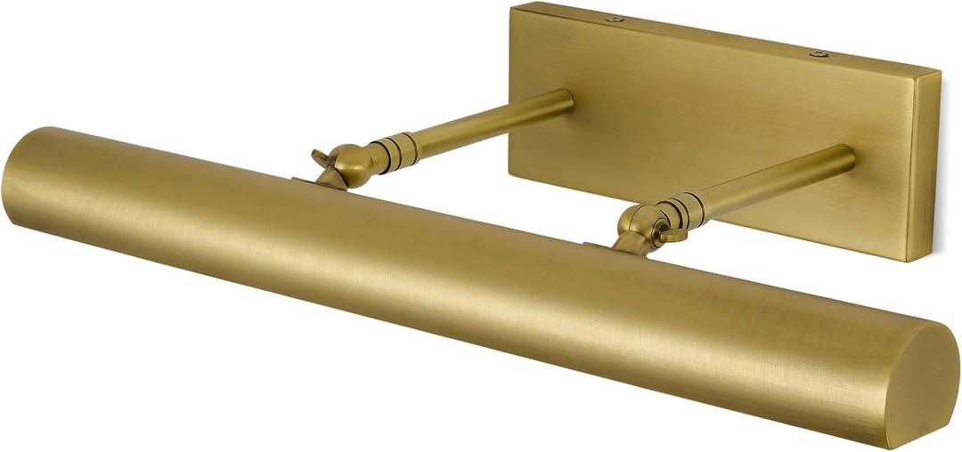 Brass Picture Lights for Wall, 18" Linear Picture Light Hardwired, 3-Light Brush Gold Art Light, Warm White 2700k Dimmable Picture Lamp, 270° Picture Frame Light for Bathroom, Living Room, Hallway, 18"-3 Bulb