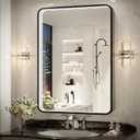 36x24 Inch LED Bathroom Mirror with Lights, Black Metal Frame 3-Color Wall Mounted Lighted Vanity Mirrors for Wall,Anti-Fog 3000K/4500K/6000K Dimmable Led Mirror,ETL Listed LED Driver