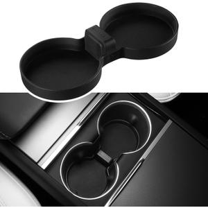 BASENOR Tesla Model Y 2025 2026 Juniper Cup Holder Insert Mat 2024 2025 Tesla Model 3 Highland TPE Center Console Mat for Model Y 3 Interior Accessories (Standard, Premium and Performance)