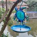 JOYBee Sea Turtle Solar Wild Bird Feeder for Outdoors Hanging, Metal & Glass Ocean Theme Outdoor Cardinals Feeders, Gifts for Bird Lovers and Solar Garden Decoration