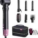 7-in-1 Air Wrap Hair Styler, Fast Drying Blow Dryer & Curling StylingTool, Hot Air Styler No Heat Damage, Hot Air Styler Wrap for Curling Volumizing Straightening Styling(Rose Pink)