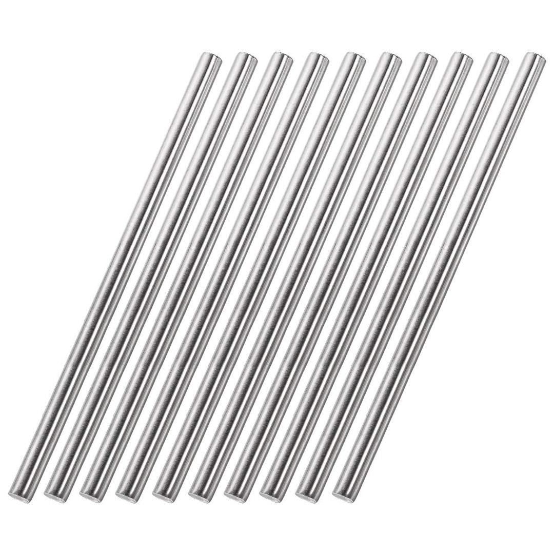 uxcell 8mm x 300mm 304 Stainless Steel Solid Round Rod for DIY Craft - 10pcs (Silver Tone)