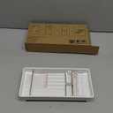 Minimalist Sink Caddy, Rustproof Sponge Holder for Kitchen Sink with 304 Stainless-Steel Brush Holder, Countertop Rack Organizer with Raised Ridges & Silicone Drain Tube (Cream White)