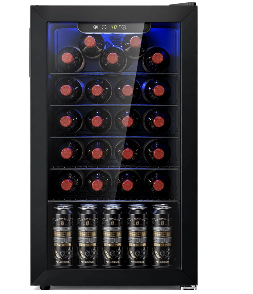Antarctic Star Mini Fridge 130 Can Beverage Refrigerator Cooler,3.1cu.ft Beverage Refrigerator with Adjustable Shelves & Digital Temperature for Soda Beer or wine fridge for Home, Office Bar