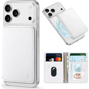 TUCCH for Magsafe Wallet with 6 Card Holders, RFID Blocking [Clear ID Window] PU Leather Men Women Folio Magnetic Phone Wallet for iPhone 17/16/15/14/13/12/Plus/Air/Pro/Pro Max Series, White