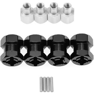 ShareGoo 4PCS 12mm Aluminum Wheel Hex Hub 15mm Offset Extension Hex Drive Adapter Combiner Coupler Conversion Compatible with 1/10 RC Crawler Axial Scx10 CC01 Jeep Wrangler D90 Wraith,Black