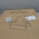 5-Position Low Beach Chair, Portable Lightweight Folding Beach Chair with Wooden Armrests, Storage Pouch & Carry Strap, Coastal Beach Print Reef Indigo