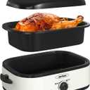 Sunvivi Electric Roaster Oven with Self-Basting Lid, 14-Quart Turkey Roaster Oven with Removable Pan and Rack, Stainless Steel, White