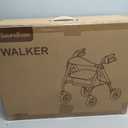 SOUNDFUSE Rollator Walkers for Seniors with Seat, Foldable Lightweight Rolling Walker with 8" Big PU Wheels, Ergonomic Seat, Dual Height Adjustment