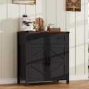 ChooChoo Kitchen Storage Cabinet, Coffee Bar Cabinet, Farmhouse Buffet Sideboard with Drawer for Kitchen, Living Room, Black