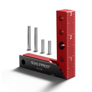 Mini Square Woodworking Center Finder 90 Degree Small Square Measuring Tool Woodworking Center Marking Tool Aluminum (Red-Gray)
