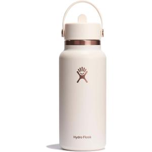 Hydro Flask 32 Oz Wide Flex Straw Cap Bottle - Insulated Stainless Steel - Wide Straw Lid, Non Spill, Leakproof in Ivory Rose Gold