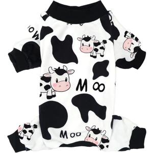 XPUDAC Dog Pajamas Soft Stretchy Cow Dog Clothes for Small Medium Dogs Pet Jumpsuit Cat Apparel-M (Medium(Chest-16"))