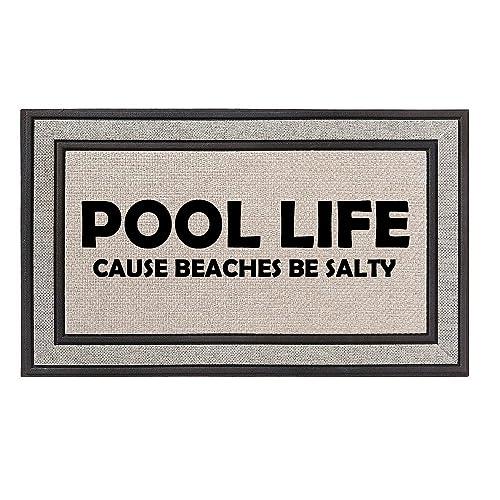 Daylor Outdoor Indoor Doormat 18" x 30" Gray/Beige/Black Rubber Backed Door Mat Pool Life Funny