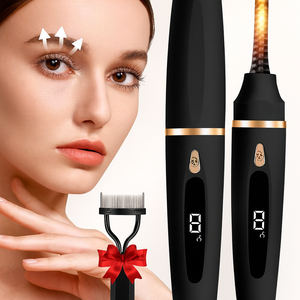 Heated Eyelash Curlers - Eye Lash Curler Heat with Eyelash Comb - Electric Eyelash Curler - Rizador De Pestañasey LED Display 3 Temp Settings USB Charge Natural Curling 24H for Women Makeup Tool Gifts