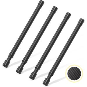 4 Pcs Small Tension Rod 12-20 inch Spring Rod, Tension Rod Spring Tension Rod, Small Tension Curtain Rod, Mini Tension Rods for Closet, Cabinets, Cupboard, Drawers, Black